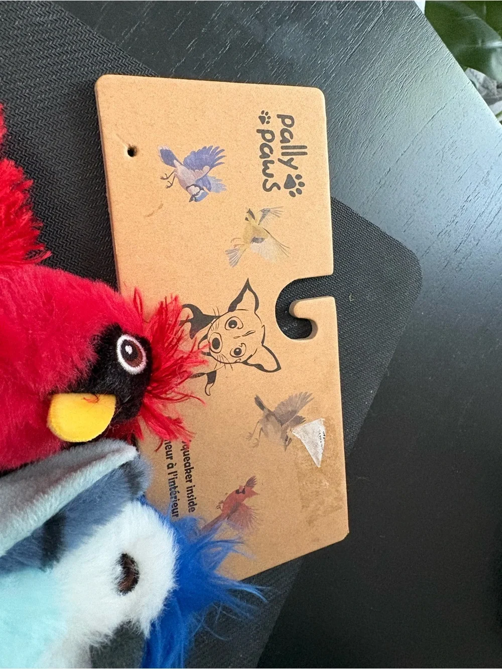 Pally Paws Set Of 2 Very Solf Multicolor Birds Clinker & Squeaker Dog Toy. 7”